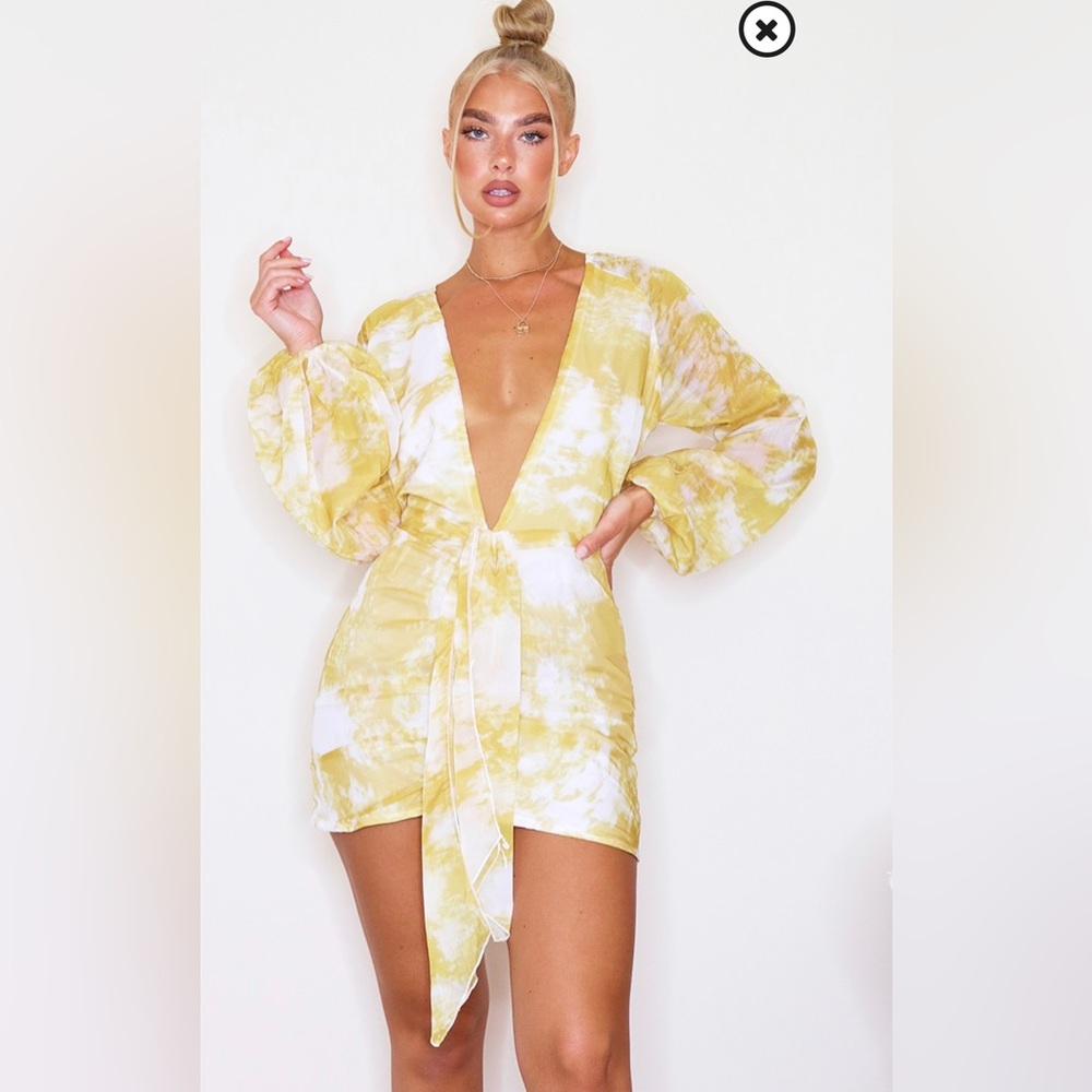 Yellow Tie Dye Bodycon Dress